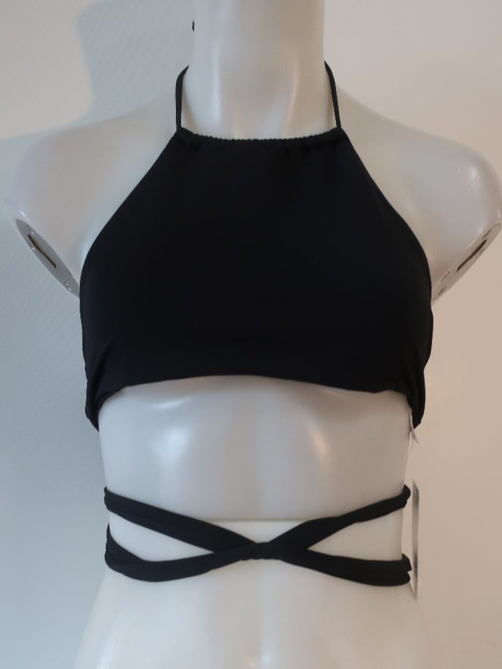 NWT Womens L*Space x Monica Wise Black (Item-79) Lizzie Halter Swim Bikini Top M - Picture 3 of 7